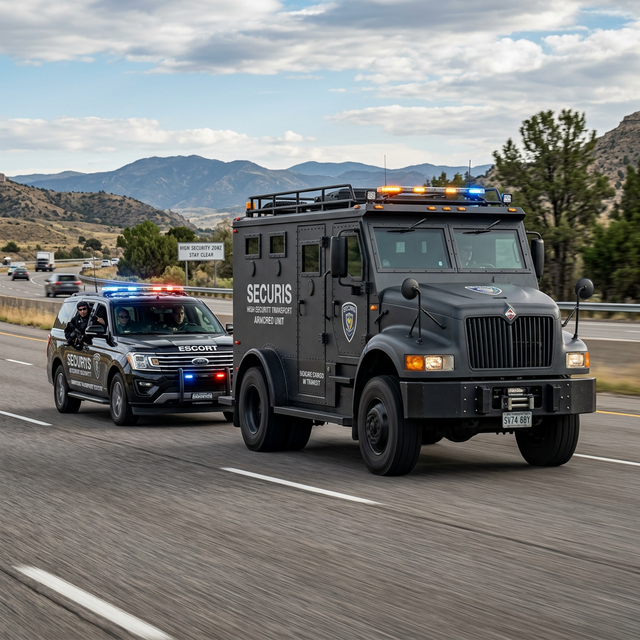 Standard armored/secure transport vehicle with security personnel