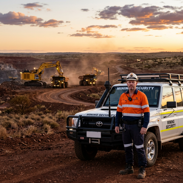 Professional Mining Security Guard providing specialized remote site protection in Queensland